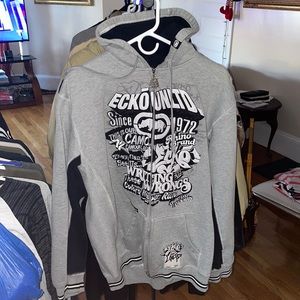 Ecko UNLTD Grey Zip Up Hoodie L